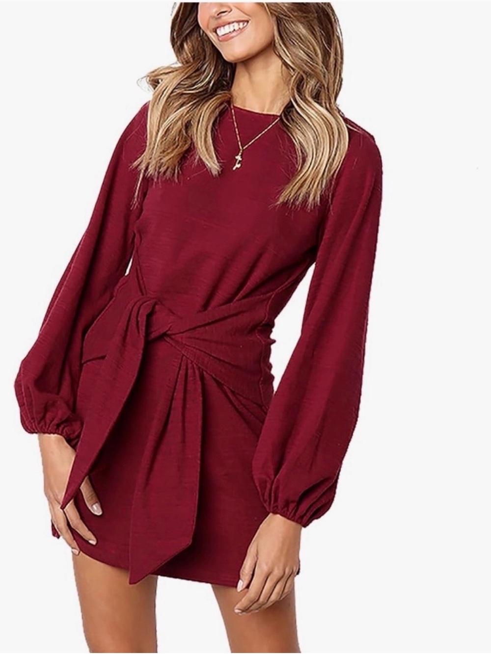 Knot Front Dress Mini Dress in Red